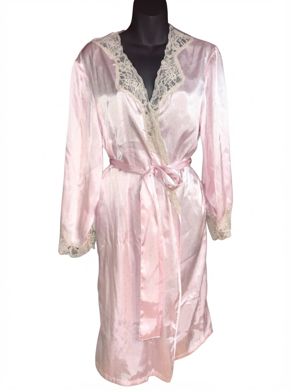 vintage Jaclyn Smith baby pink satin robe medium